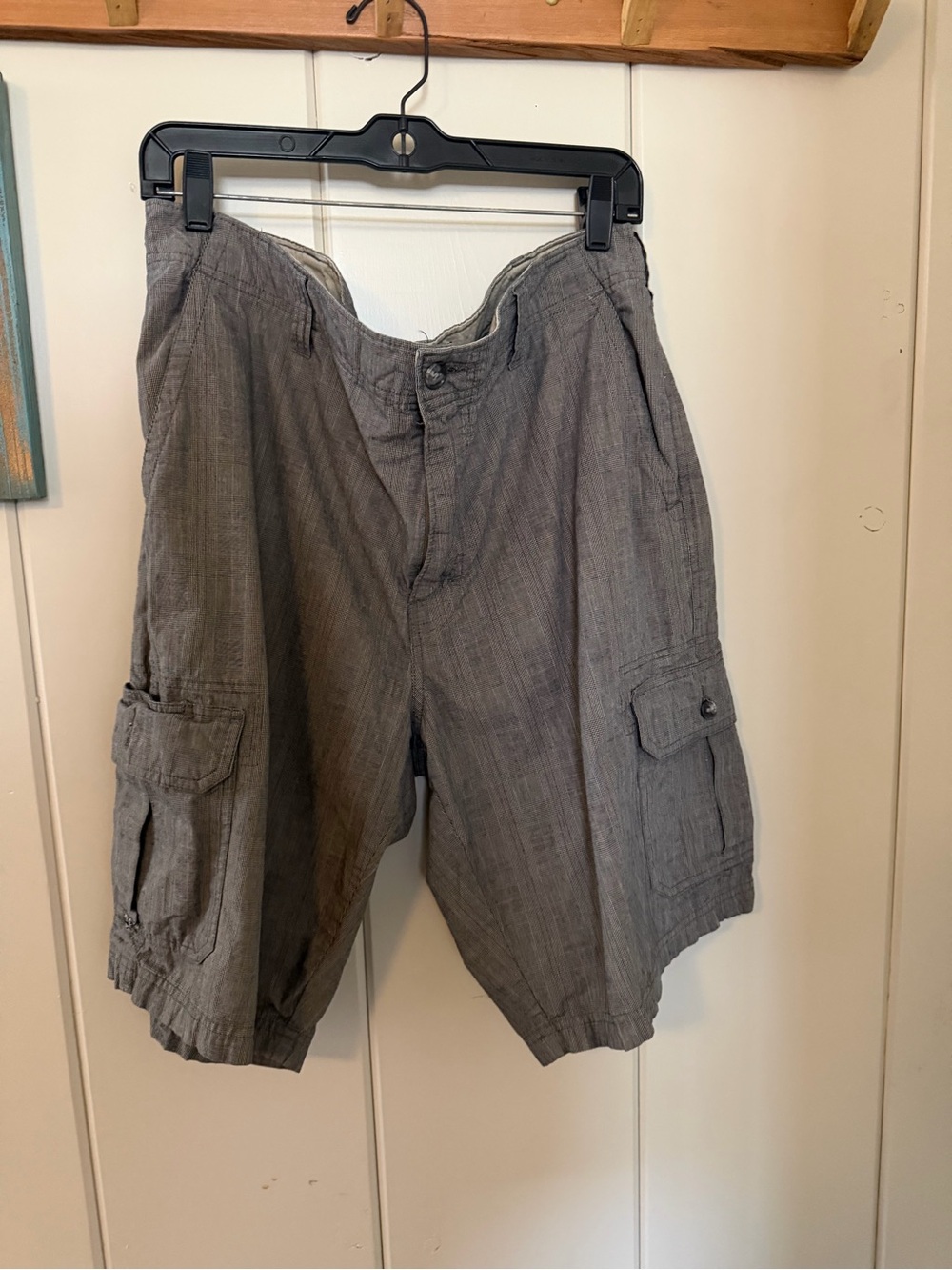 Joseph Abboud Men’s 38 Gray Plaid Cotton Cargo Shorts